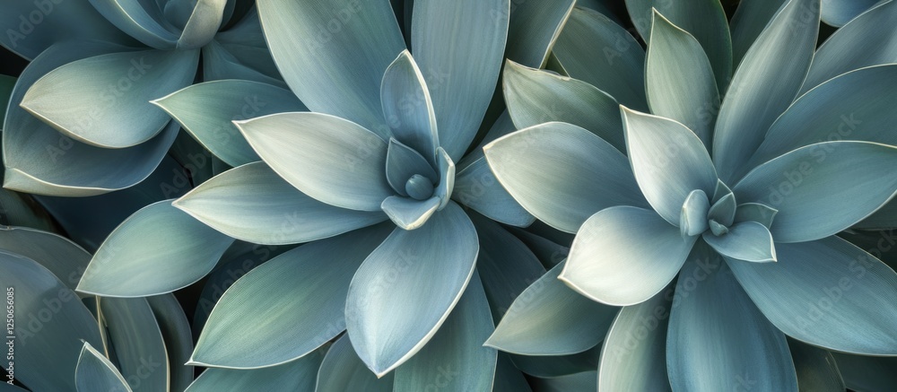 Poster aerial view of lush gray-green leaves creating a serene and textured natural pattern in a botanical 