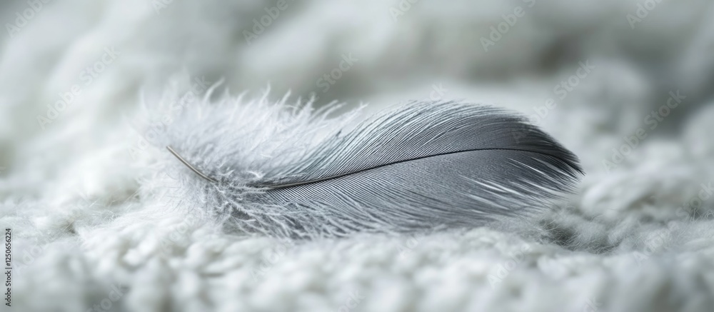 Poster gray feather close-up macro image showcasing intricate textures, ideal for backgrounds or nature-the