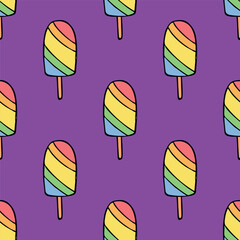 Seamless pattern with ice cream doodle for decorative print, wrapping paper, greeting cards, wallpaper and fabric