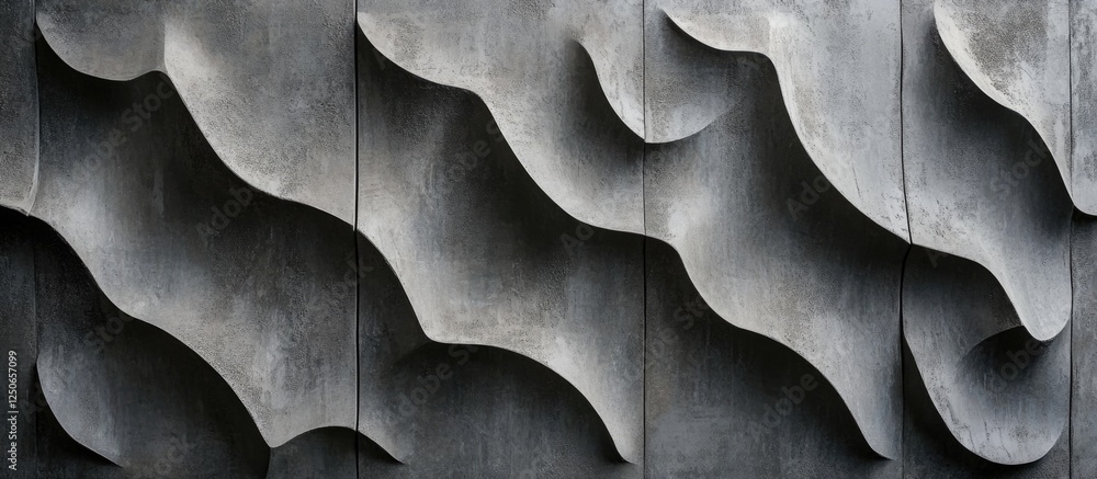 Poster textured gray concrete wall with elegant wave patterns for modern architectural backgrounds and desi