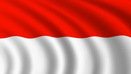 3d flag background of indonesia or monaco