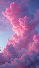 neon pink and deep blue clouds illuminated by ethereal cosmic light, soft glowing mist, and a dreamy starry sky for futuristic and fantasy-themed backgrounds