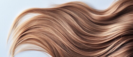 Fototapeta premium Light Brown Wavy Hair Cascading on White Background
