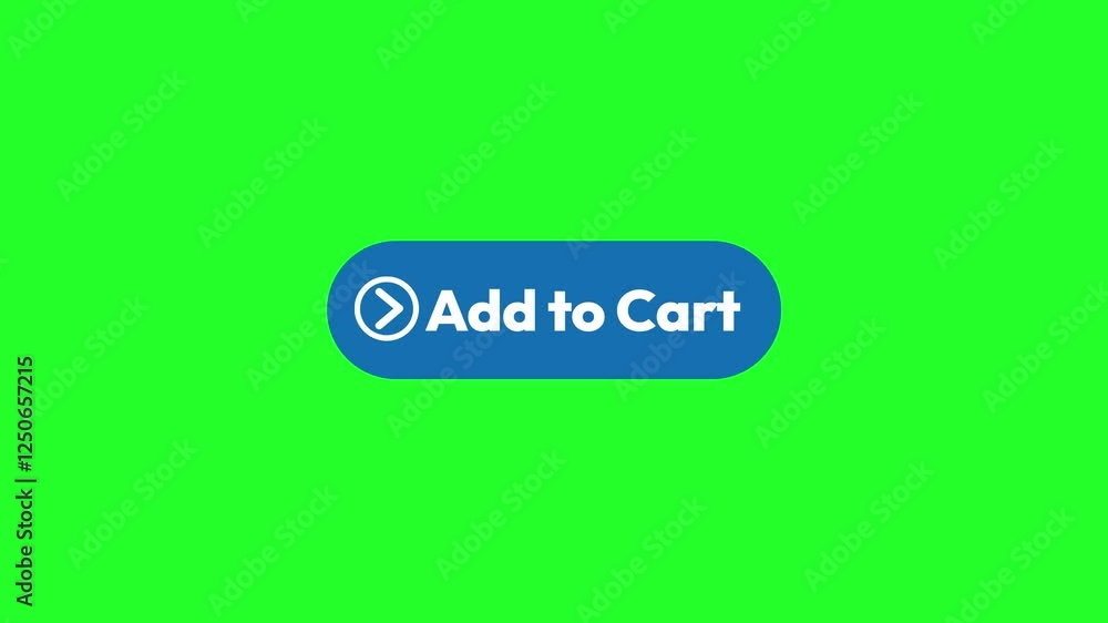 Poster add to cart button clicking on the white and green screen for keying, 4k animation. ecommerce button