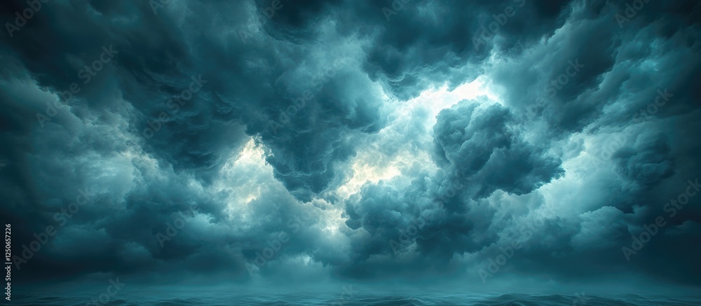 Aufkleber dramatic sky with dark gray clouds and hints of light creating a moody atmospheric scene suitable fo