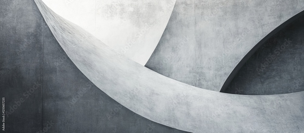 Poster modern abstract gray concrete wall texture with elegant curves and ample space for text in a minimal
