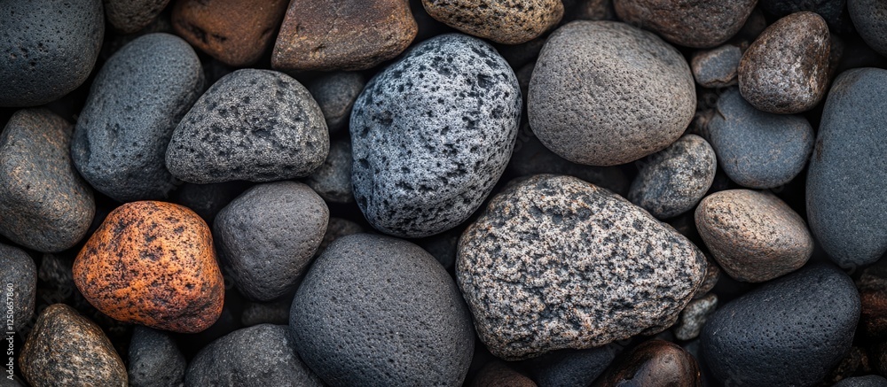 Poster textured close-up of gray, brown, and black stones showcasing natural patterns and variations in col