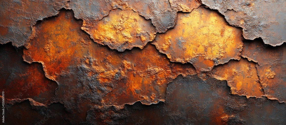 Poster textured rusty surface with vibrant orange and brown tones creating a rustic background for industri