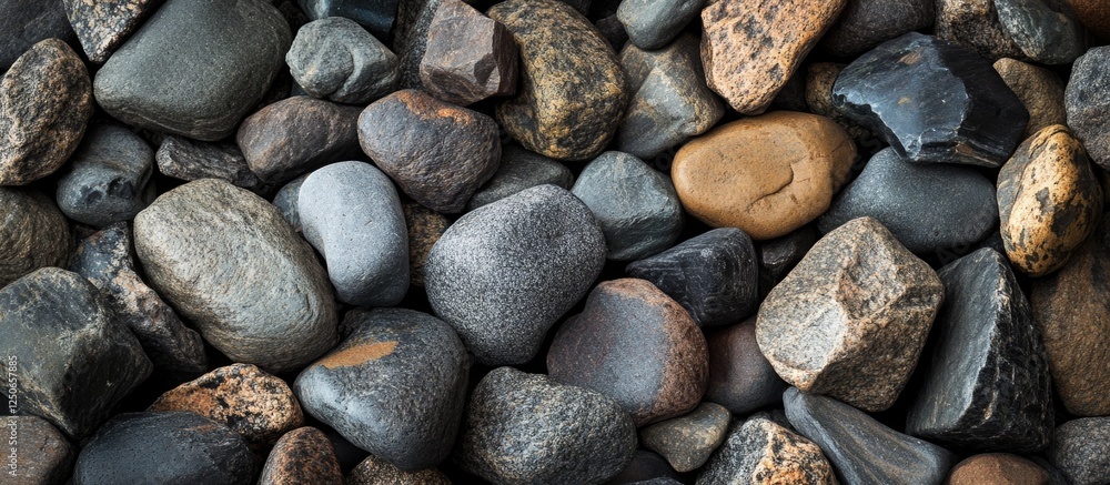Poster closeup of multi-colored stones showcasing unique textures and natural variations in a natural setti