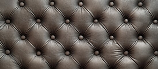 Fototapeta premium Textured gray and brown leather background with button tufting perfect for design projects and upholstery applications