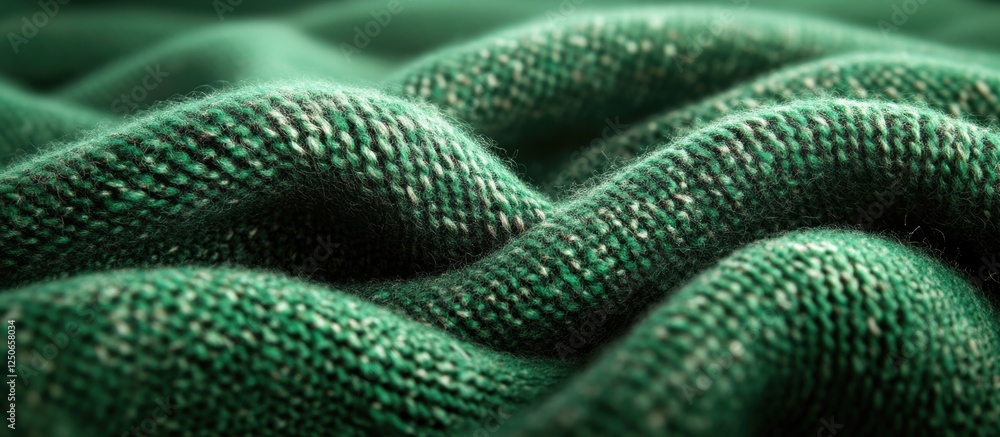 Poster emerald green woolen fabric texture with soft waves ideal for backgrounds and abstract artistic desi