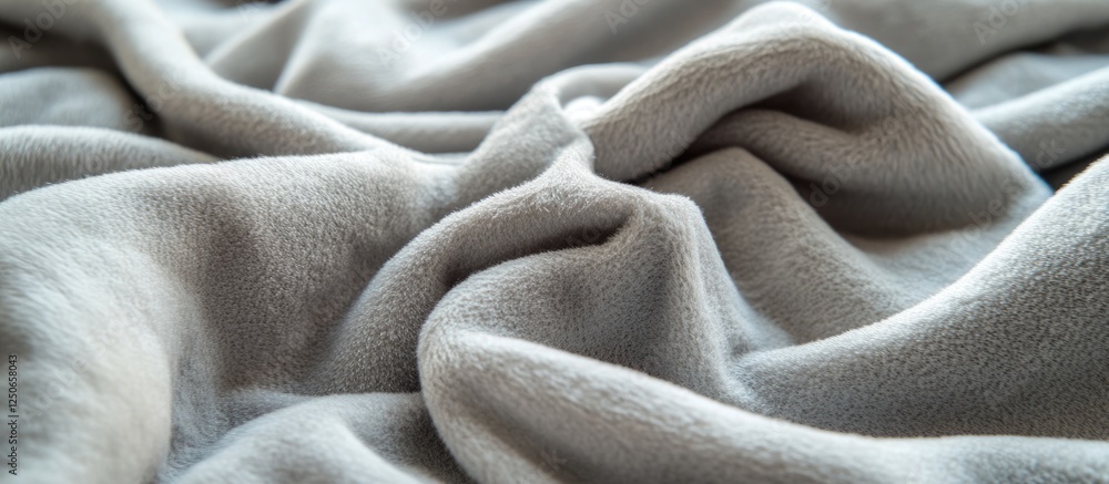 Poster soft gray blanket with textured wrinkles creating a cozy and inviting atmosphere ideal for home deco