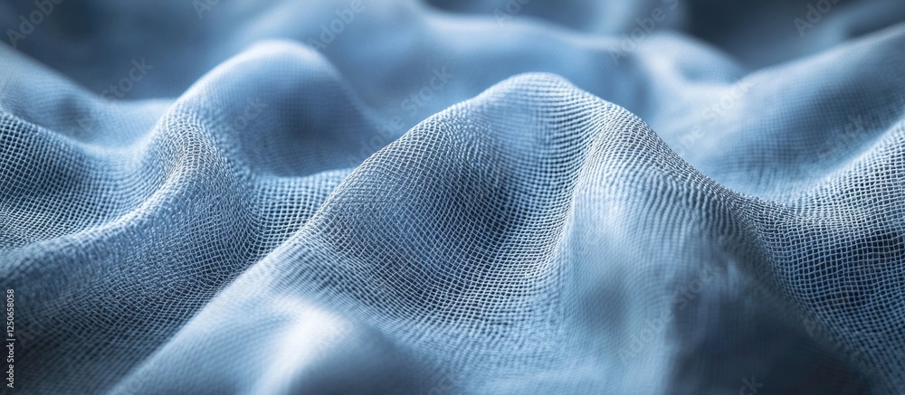Poster textured gray blue fabric background with gentle waves creating a soft and soothing surface ideal fo
