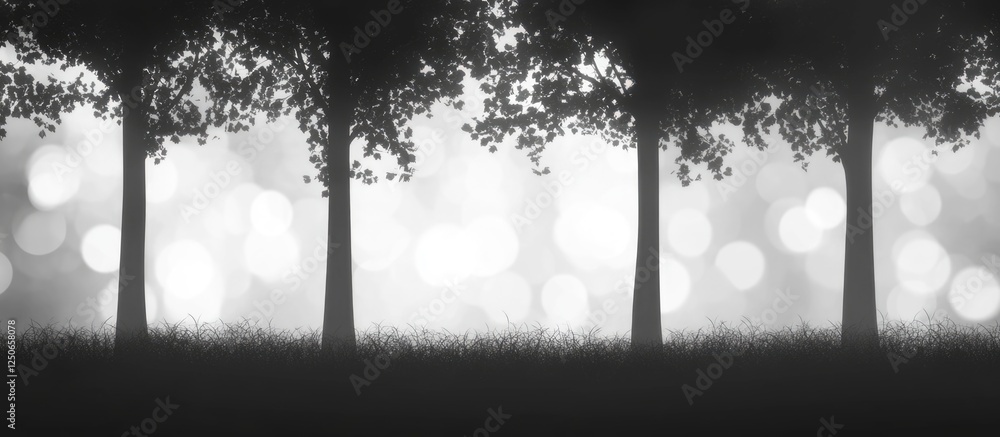Aufkleber bokeh forest background with trees in black and white creating a serene and dreamy atmosphere suitab