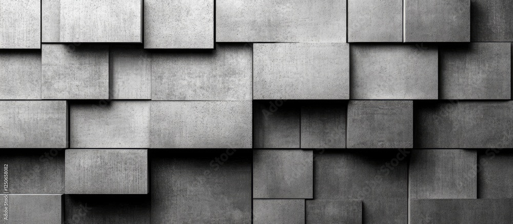 Poster textured gray block wall with a modern geometric design suitable for backgrounds or architectural vi