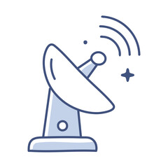 Satellite dish thin line icon. Vector illustration, flat design.