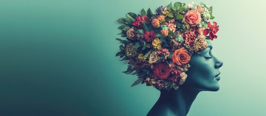 Mental Health Awareness and Hoarding Concept with Floral Elements and Blank Space for Text