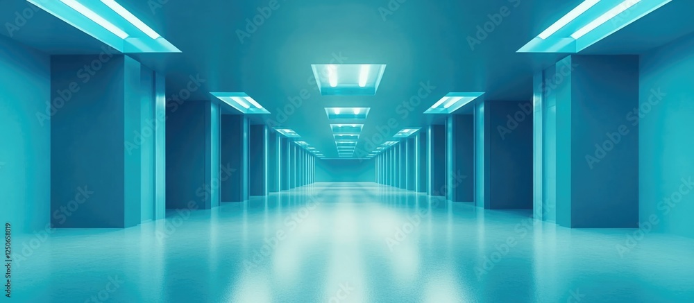 Aufkleber high tech data center interior in cool blue and teal colors with open space for text or graphics