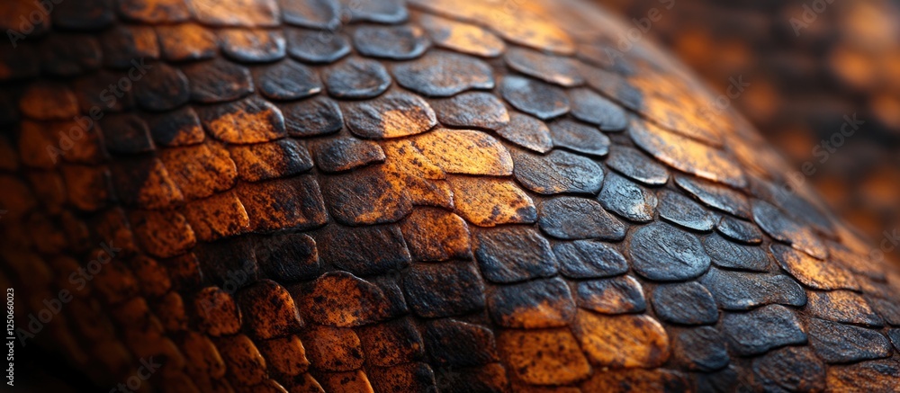 Poster detailed close-up of a rich brown snake skin texture showcasing intricate scale patterns and natural