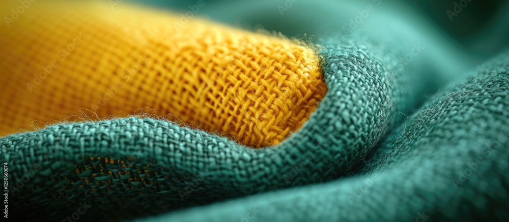 Poster green and yellow textile fabric close-up showcasing intricate texture patterns suitable for backgrou