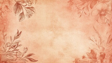 A faded scrapbook paper with aged pink tones and classic floral watercolor accents.