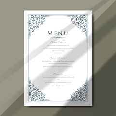 Perfect for weddings and luxury events, this menu template features decorative borders and an elegant font. Template size 5"x7"