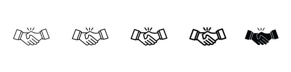 Fototapeta premium set of 5 pixel perfect Handshake icon with 1 unexpanded, 1 silhouette, Handshake icon for partnership, agreement, business deals and cooperation-related designs