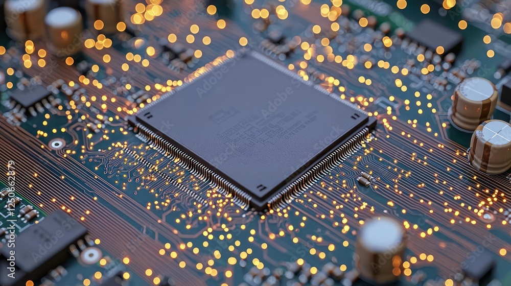 Poster closeup view of processor on circuit board