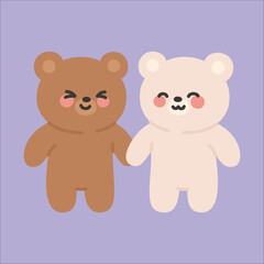  Brown and White Bears Smiling While Holding Hands