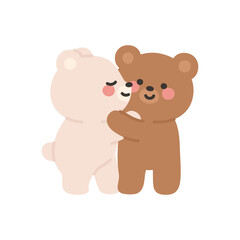 White Bear Hugging and Kissing a Brown Bear
