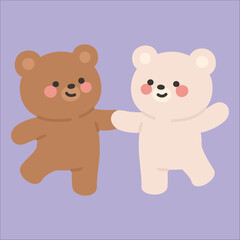 Brown and White Bears Holding Hands Playfully Like Dancing