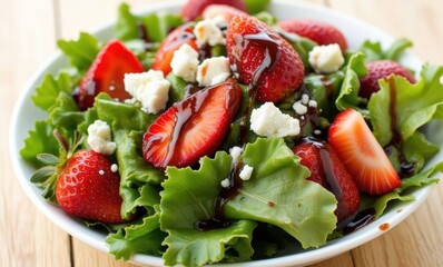 Fresh salad with strawberries and feta