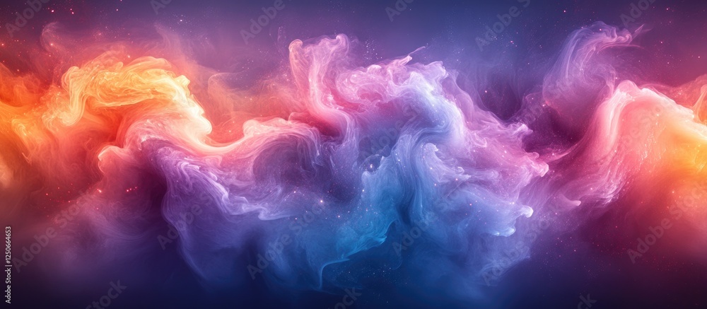 Poster vibrant abstract ink swirling in water creating a colorful and ethereal background design for artist
