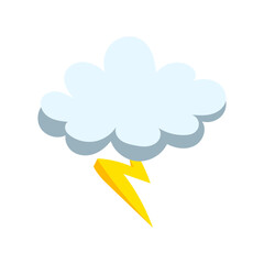 cloud and lightning illustration flat style vector isolated on white