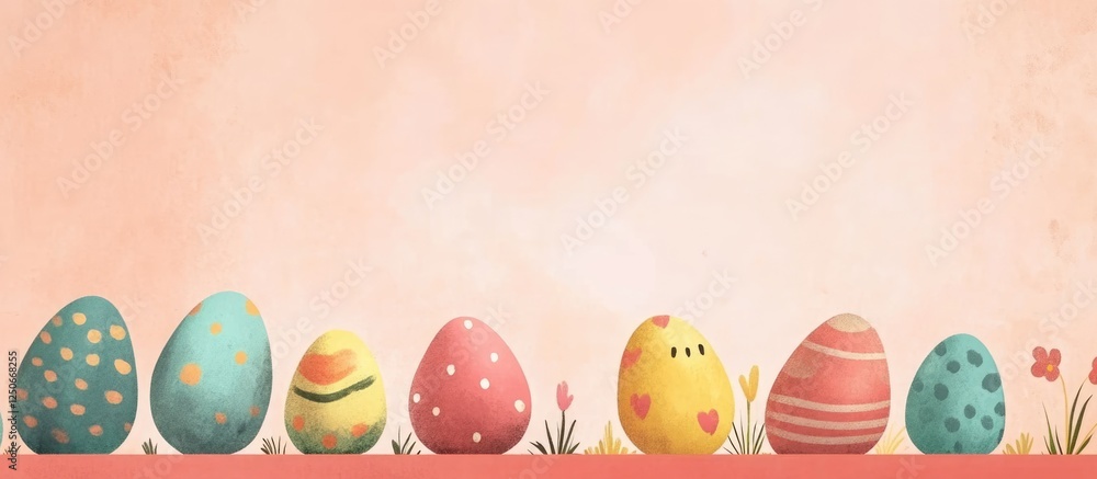 Aufkleber colorful easter eggs on a soft pastel background with empty space for personalized text or messages 