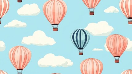 Colorful Hot Air Balloons Floating in a Blue Sky with Soft Clouds