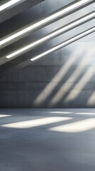 Obraz premium Modern Concrete Interior Design with Striking Light Play. Minimalist Architectural Space. Empty Concrete Room.