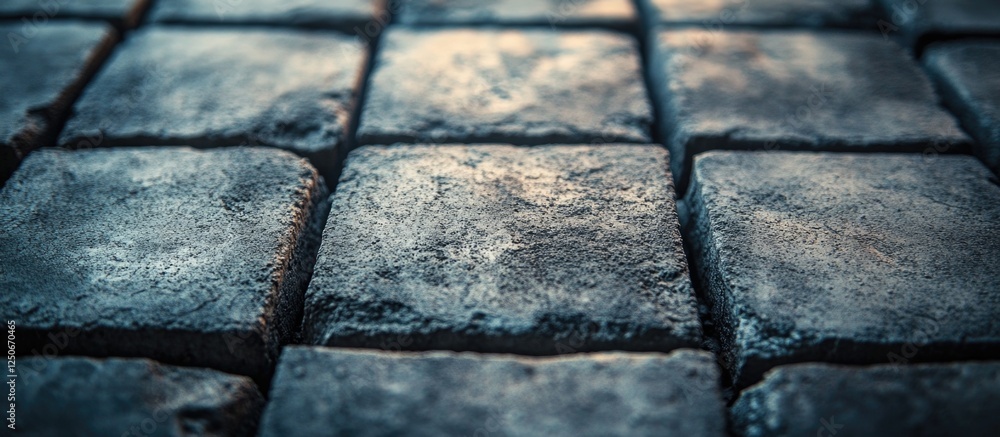 Poster textured grey concrete surface showcasing block joints and reinforcement bars in a detailed close-up