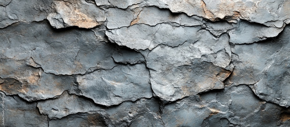 Poster gray cracked stone wall texture with natural stone patterns for background use in design or architec