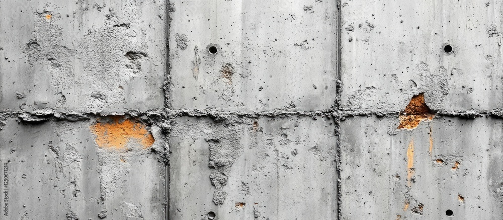 Poster gray concrete wall texture with weathered surface and visible repairs ideal for background use in va