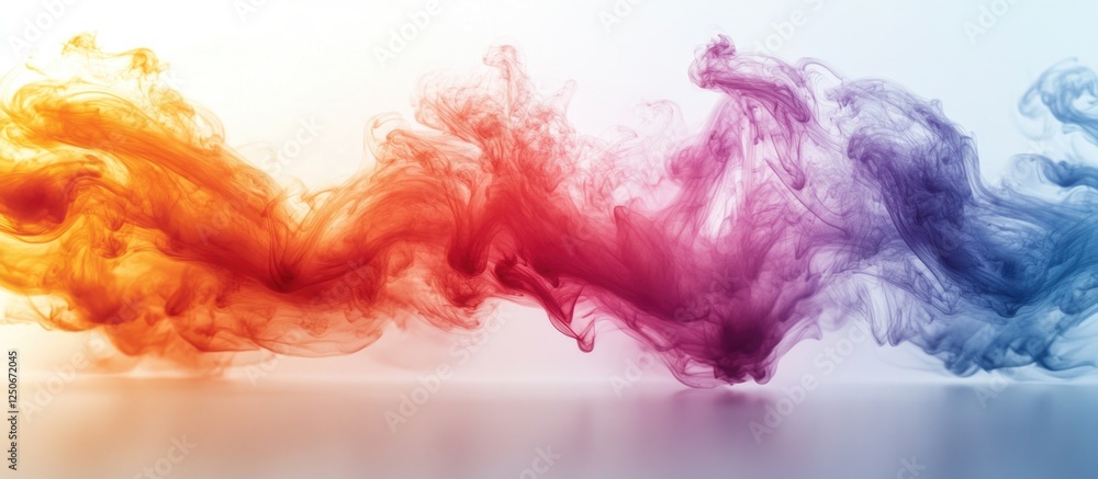 Poster colorful ink dispersing in water creating vibrant swirls and patterns in a dynamic, abstract composi