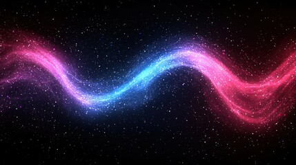 Obraz premium Glowing pink & blue energy wave in starry space, digital background/wallpaper