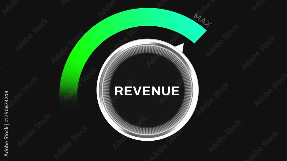 Poster maximum revenue generating concept 4k animation with node turning full on the bar