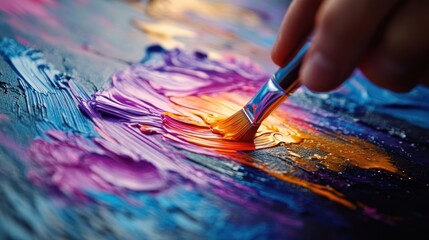 Fototapeta premium Abstract painting with vibrant colors and a visible brushstroke texture