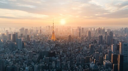Fototapeta premium Tokyo Cityscape At Sunrise