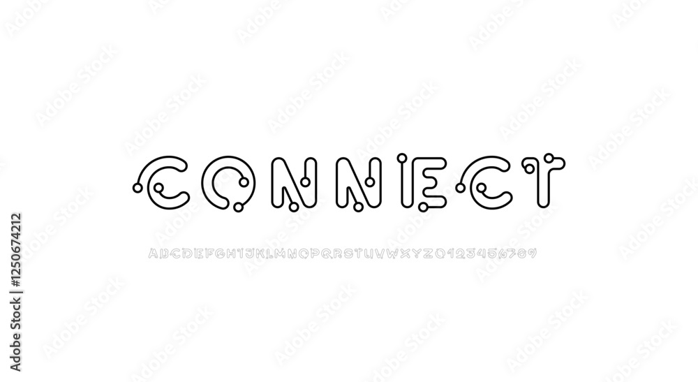 Canvas Prints digital alphabet font made thin line, letters and numbers made in cyber style, vector illustration 1