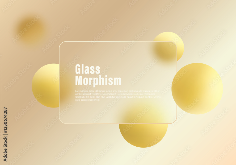 Poster glass morphism website landing page template. gradient background, transparent material partition an