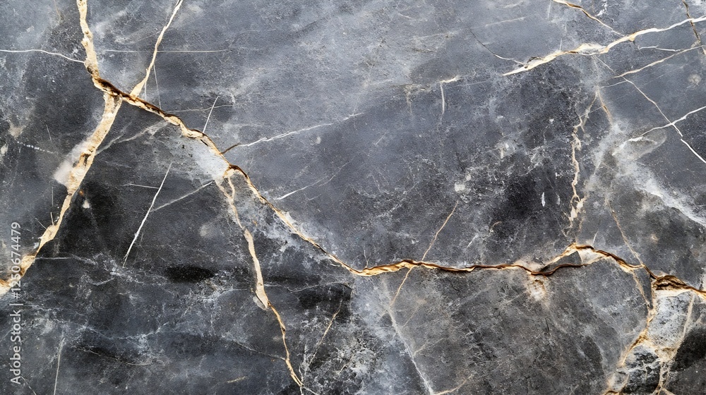 Poster Aesthetic closeup of dark stone surface showcasing unique natural cracks and textures for design inspiration : Generative AI