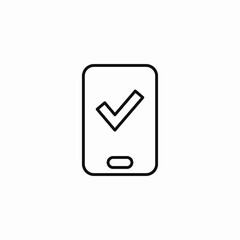 Mobile phone check icon vector sign