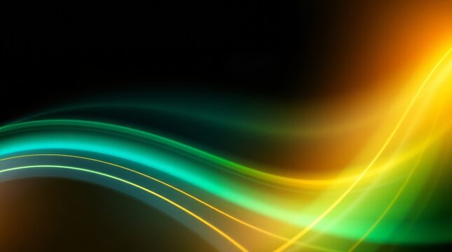 Abstract Light Streaks in Green, Yellow, and Blue